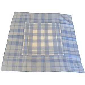 George Blue White Plaid Square Scarf Made in Italy Polyester Necktie Modern